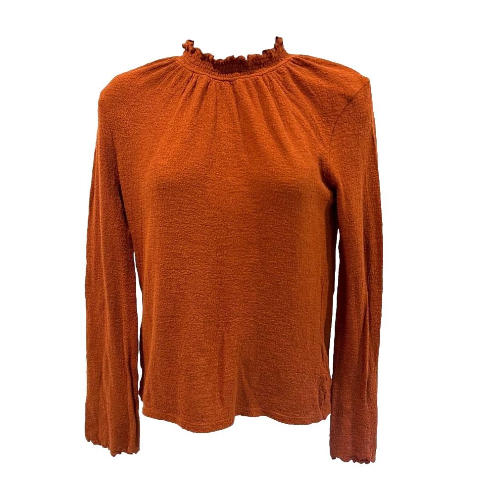 Madewell Texture & Thread Burnt Orange Long Sleeve Top High Neck AUTUMN